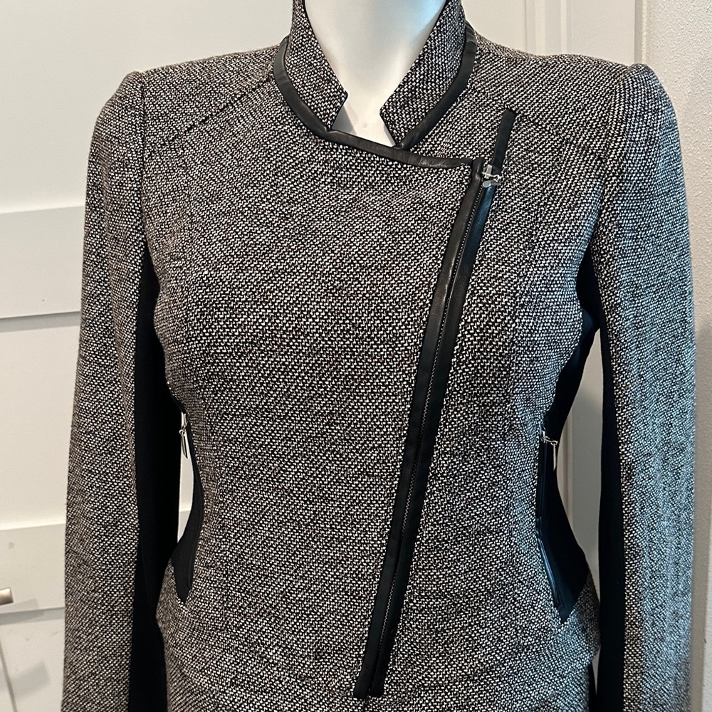 White House Black Market Tweed Blazer Black with Camel & Black Accents - Picture 2 of 16